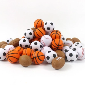 Assorted 4cm mini sports balls including PU foam basketball, soccer, and baseball toys