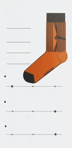 Detailansicht orange gestreifter antibakterieller Baumwollsocken mit Lycra-Bündchen Textur