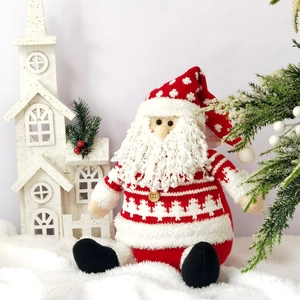 Christmas Plush Doll Ornaments Santa Claus Snowman And Reindeer Scandinavian Knit Fabric Flannel Home Party Decor Novelty