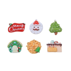 Set of 6 Christmas resin charms including Santa, tree and gingerbread house for DIY crafts