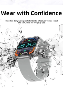 GT50 smartwatch with splashing water effect showing waterproof feature and UI display