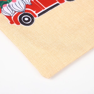 Detailed close-up showing the linen texture and high-quality stitching on Christmas bottle bags