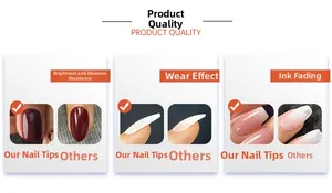 Detail showing high-gloss durability and seamless fit of short almond French press-on nails