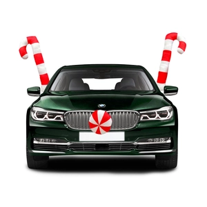 Christmas car decoration kit featuring candy cane antlers and peppermint grill emblem