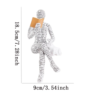 Detail view of pulp style reading woman statue with dimensions 18.5cm by 9cm