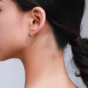 Minimalist S925 sterling silver earrings with abstract line art face profile design