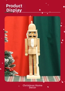 Close-up of wooden nutcracker soldier with fiber beard and gun on red background