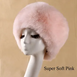 Detail of pink super soft faux fur winter hat on a mannequin showing fluffy plush texture