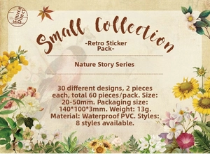 Detailed close-up of 60pcs vintage botanical waterproof PVC stickers for scrapbooking