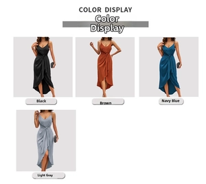 Options de couleur pour robe à bretelles col V avec taille nouée et ourlet volanté