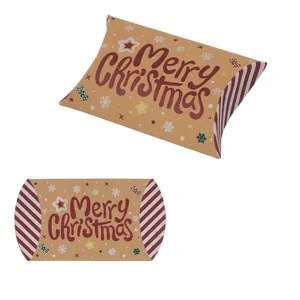 Christmas Kraft paper pillow candy boxes in 12 colors with 12x7.5x2.6cm dimensions