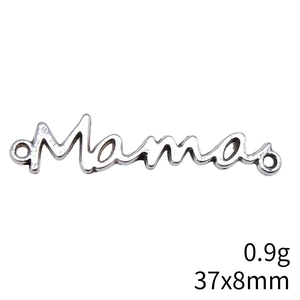 Silver Mama alloy connector charm for DIY jewelry making with 37x8mm dimensions