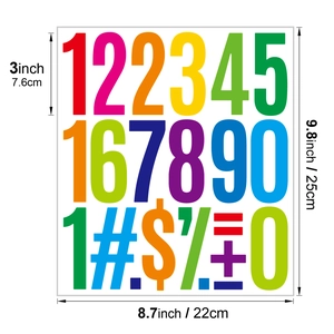 Detailed dimension guide for 3-inch waterproof colorful number and symbol stickers