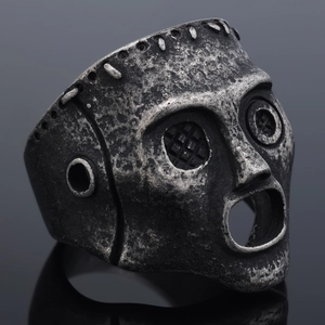 Vintage Distressed Punk Gothic Skull Mask Ring Stainless Steel Band Jewelry For Men Women Unisex Accessory