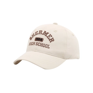 Cappellino da baseball beige per bambini con ricamo high school e corona strutturata