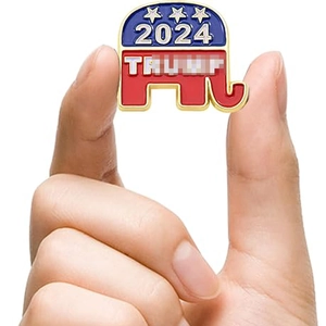 2024 Trump Elephant brooch with US flag patterns in red, blue and gold enamel finish