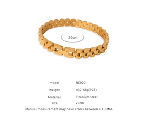 Macro detail of golden titanium steel watch-band style bracelet showing polished texture
