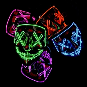 Neon LED Halloween masks with cross-stitch glowing eyes in green red blue and pink