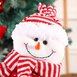 Christmas snowman plush doll apple bag with red and white knit hat for holiday decor