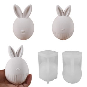 Easter Rabbit Egg Silicone Mold For Aromatherapy Candle Making Plaster Ornament Cake Baking Tool Faceless Bunny Shape