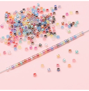 Detailed view of 2.5mm colorful antique glass seed beads for DIY handmade jewelry crafts