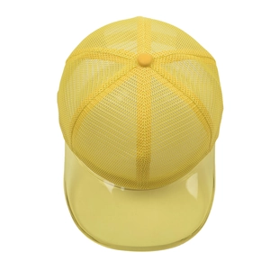 Breathable yellow mesh baseball cap with a unique translucent jelly PVC brim design