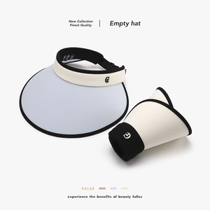 Women Wide Brim Sun Visor Hat High UV Protection Empty Top Foldable Breathable Adjustable Polyester Metal G Decor