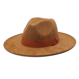 Wide Brim Suede Fedora Hat Western Cowboy Vintage Retro Sun Protection Unisex Jazz Style