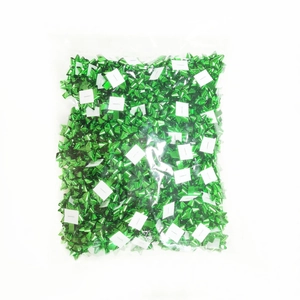 Mini green metallic star bows for Christmas gift wrapping in a bulk transparent pack
