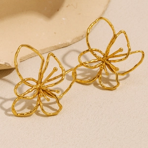 Orecchini a fiore minimalisti in acciaio inossidabile placcato oro 18K per donna eleganti