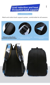Detail of padded breathable shoulder straps and reinforced stitching on camo backpack