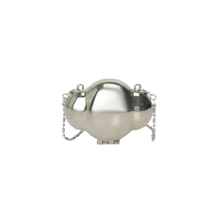 Mini silver cloud-shaped metallic shell bag with chain strap for women 2025