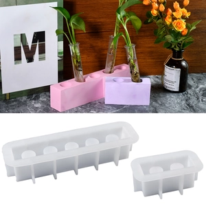 Moule En Silicone DIY Pour Base De Vase À Éprouvettes Hydroponiques Moulage En Résine Rectangulaire Porte Plante Bureau