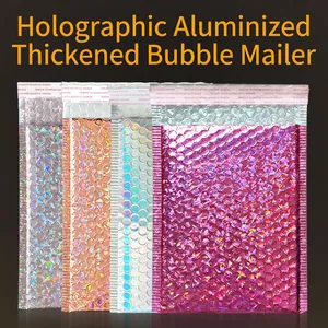 Holographic Bubble Mailers Laser Padded Envelopes Waterproof Self Seal Shipping Bags For Gift Business Packaging