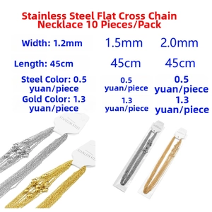 Detail of 10-piece stainless steel flat O-link necklaces in 45cm with varying widths
