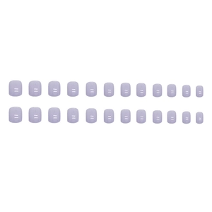 Short square light purple press-on nails set with 24 pieces of glossy finish fake nails