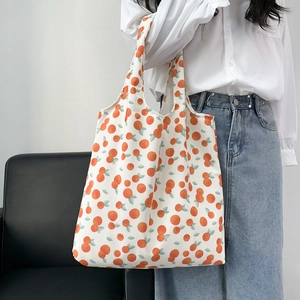 Women Canvas Tote Bag Large Capacity Floral Polka Dot Print Handbag Shoulder Shopping Bag For Students Casual