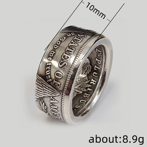 Vintage δαχτυλίδι νόμισμα με χάραξη Liberty, πλάτος 10mm και βάρος 8,9g