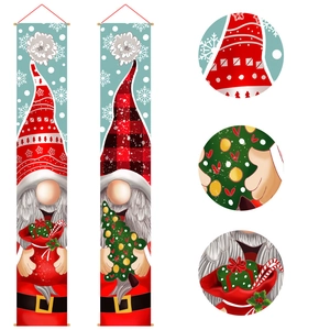 Christmas gnome door banners with festive Santa and snowflake patterns for home decoration