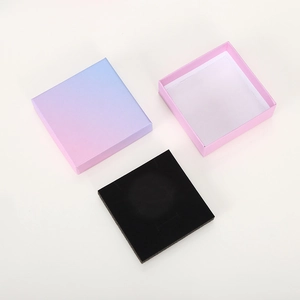 Pink blue gradient jewelry gift box with black sponge insert for necklaces and rings