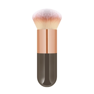 Flat top foundation brush with brown gradient bristles and rose gold metal ferrule