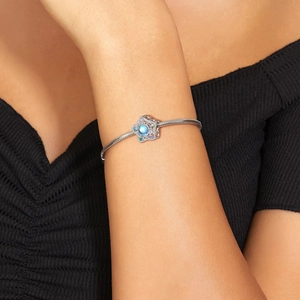 S925 sterling silver star charm bracelet with moonstone on a snake chain for women