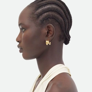 Minimalist 18k gold irregular curved earrings for women in polished stainless steel