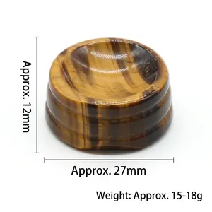 Tiger eye crystal ball display stand with dimensions of 27x12mm and polished finish