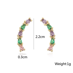 Details zu 2,2 cm 18K Gold Schmetterling Ohrringen mit bunten Zirkonen und Gewicht