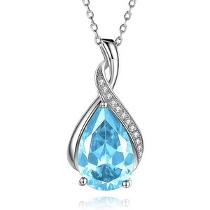 Elegant Teardrop Pendant Necklace Copper Cubic Zirconia Pear Cut Gemstone Twisted Design Fashion Jewelry For Women Gift