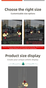 Christmas window decals with red and gold baubles, stars and holiday greetings decoration