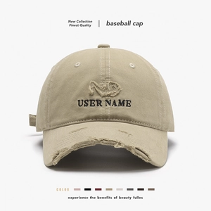 Washed Cotton Baseball Cap Distressed Vintage Letter Embroidered Adjustable Sun Hat For Men Women