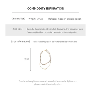Detailed specs of double-layer necklace with pearls and 10.1g copper chain weight