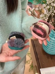 Cute plush macaron earphone case set with pearl pendant for AirPods in soft pastel colors
